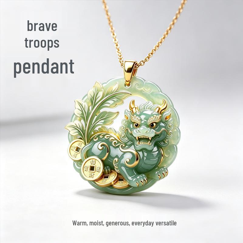 Pixiu Wealth-Attracting Enamel Pendant Necklace - Light Luxury, High-End Clavicle Chain with Niche Design