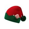 Christmas Holiday Gift Striped Pattern Christmas Hat Jacquard Wool Ball Xmas Cap with Small Ears Knitted Knitted Hat Winter