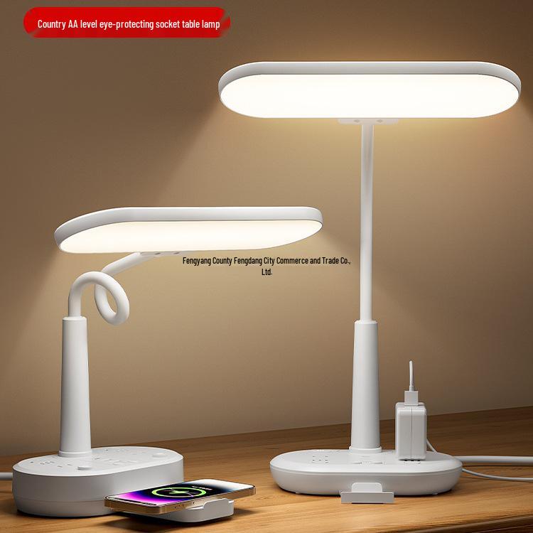 AA Grade LED Eye-Protection Desk Lamp with USB, Soft Light, Night Light, and Wireless Charging for Bedroom or Bedside