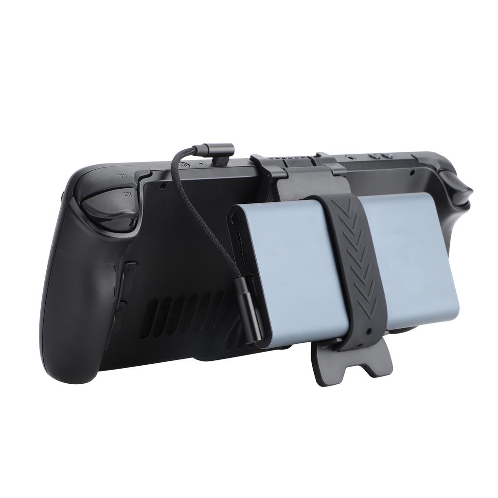 2in1 Desktop Stand for Steam Deck Game Console Holder Foldable Bracket with Power Bank Clip Gamepad Host Support Cradle