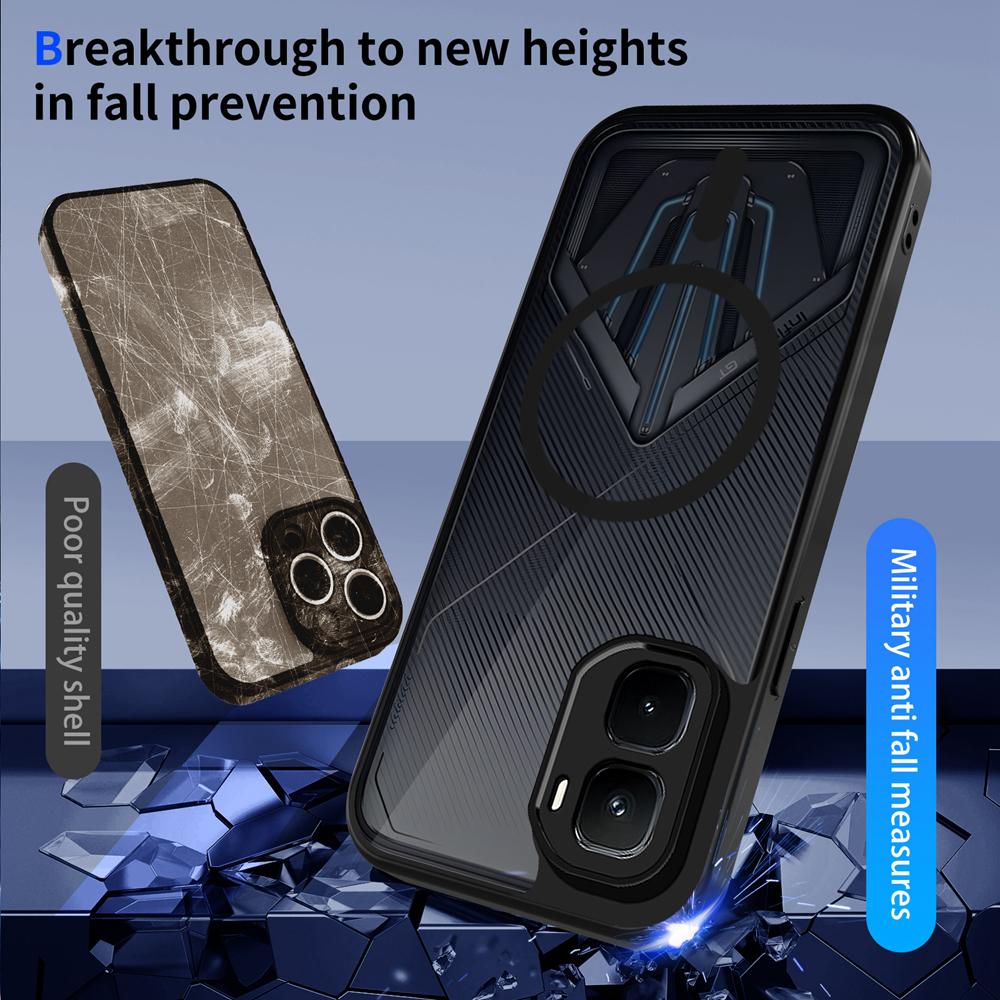 KEYSION Magnetic Phone Case for Infinix GT 50 Pro 5G Silicone+PC Matte Translucent Black Shockproof Cover for Infinix GT 50 Pro
