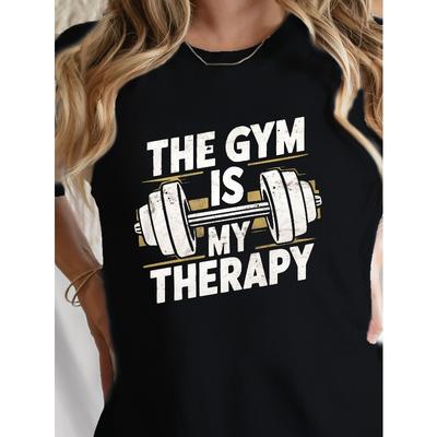 T-shirt Grafica Motivazionale per Donne con Manubri da Sollevamento Pesi Girocollo Manica Corta Vestibilità Regolare Abbigliamento Casual per Palestra