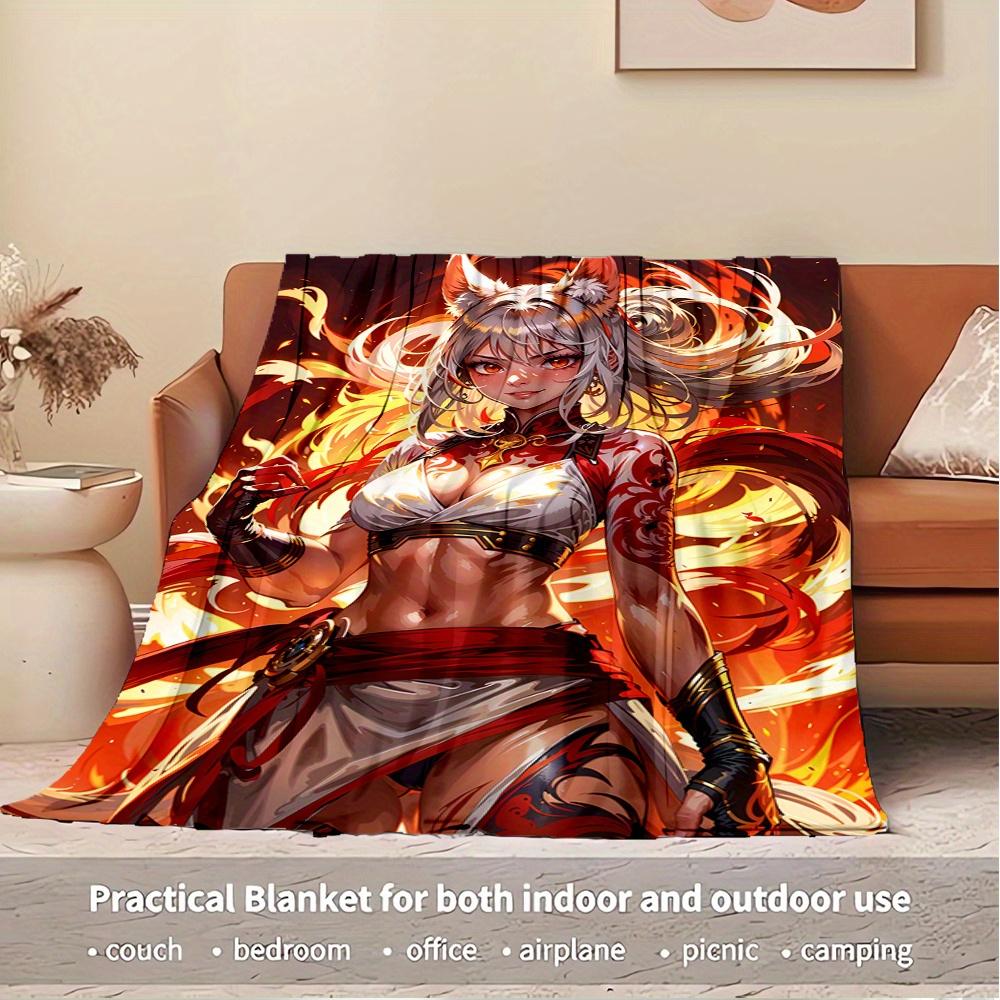 1pc Flannel Throw Blanket, Fantasy Character,Mythical Creature,Ethereal BeautyPattern Printed Blanket, Warm Cozy Soft Blanket For Couch Bed