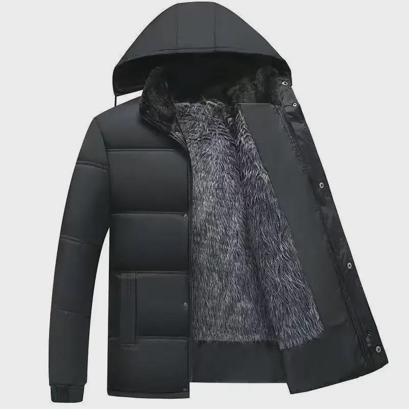 Men's Winter Cotton-Padded Jackets & Coats: Plush, Thickened, Ideal for Middle-Aged & Elderly Dads.