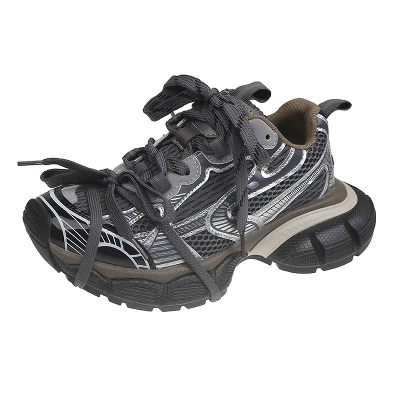 

Модный дизайнер Модные повседневные кроссовки Женские массивный каблук платформа Смешанный цвет Увеличивающие кроссовки Теннисные женские спортивные туфли Новинка 2025 37