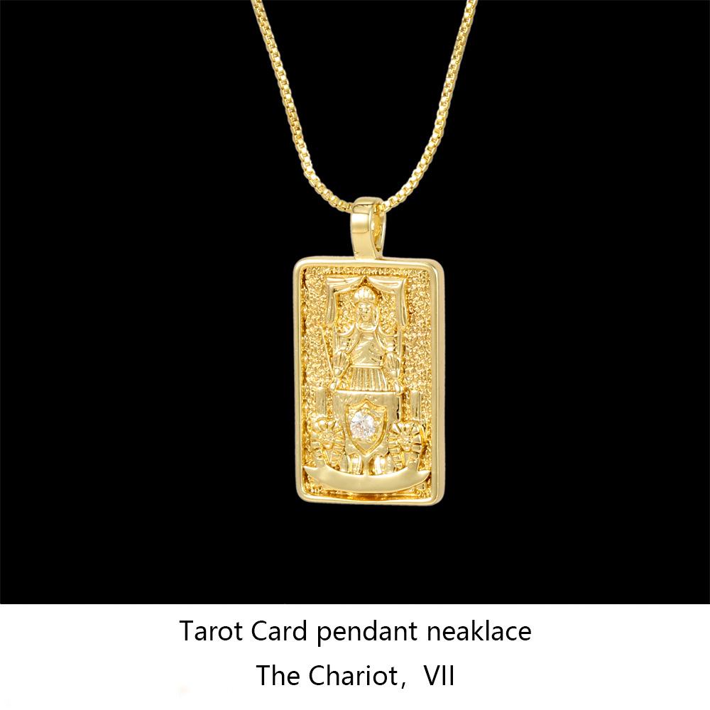 Nordic Solomon Tarot Card Necklace: Trendy Punk Hip Hop Style with Diamond Square Choker for Men and Women