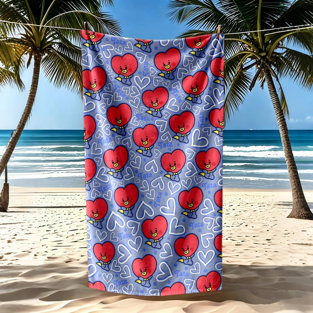Heart Love Beach Towel Quick-Dry Soft Microfiber Comfortable Lightweight Perfect for Traveling Yoga Camping and Swimming