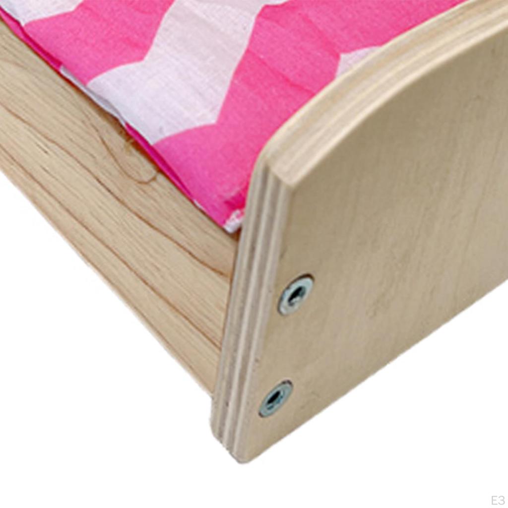 Dollhouse Miniature Bed for 1/12 BJD Dolls Photo Props Mini Simulation Wooden Furniture with Quilt,