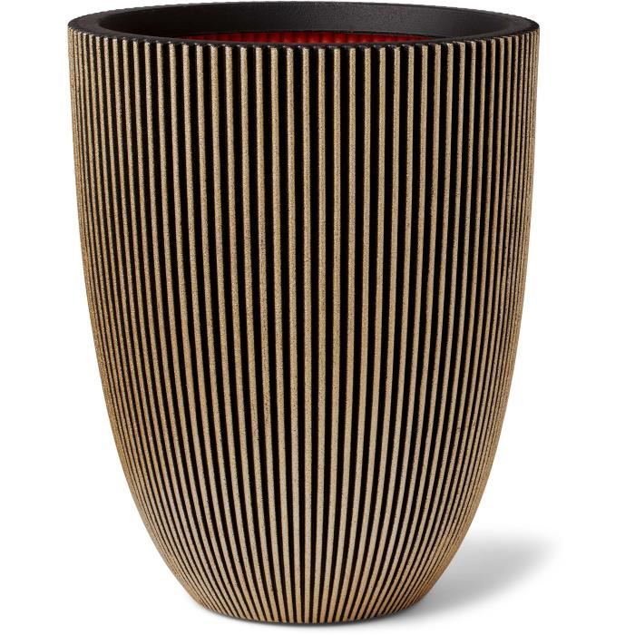 CAPI EUROPE Elegant Vase GROOVE - 34x46 Cm - Black and Gold - Weatherproof