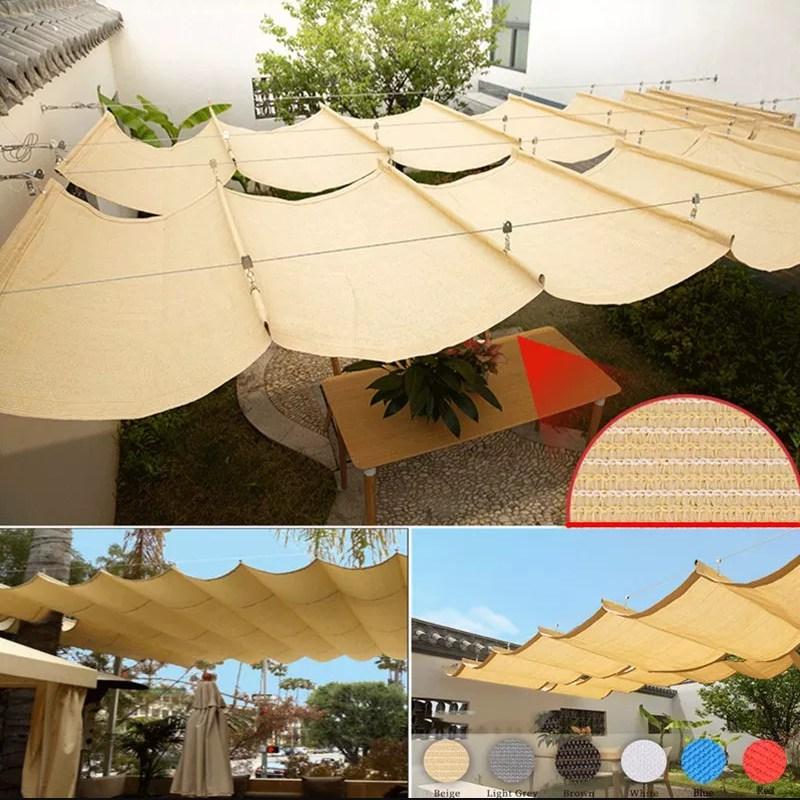HDPE Anti-UV Beige Telescopic Wave Sun Shade Net Courtyard Pavilion Awning Home Terrace Sun Canopy Swimming Pool Sunshade Sails