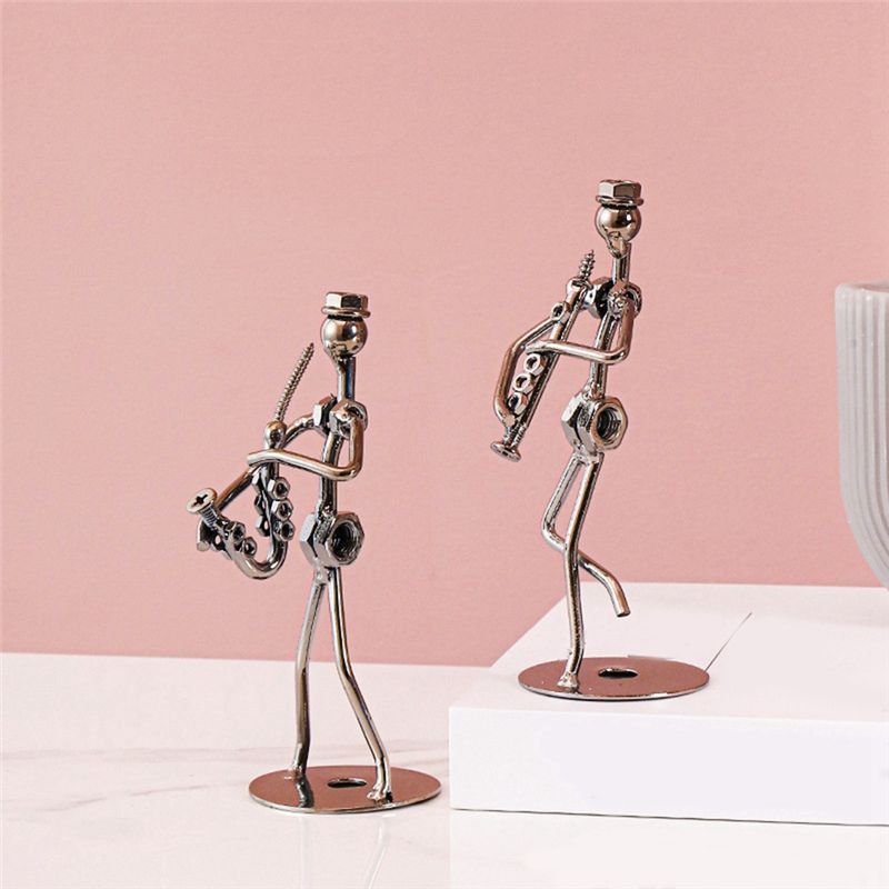 AEE4-Little Iron Art Musician Creative-Music Band Crafts Home Office Desk Decoration Birthday Gift 8 Pack, Table Ornaments
