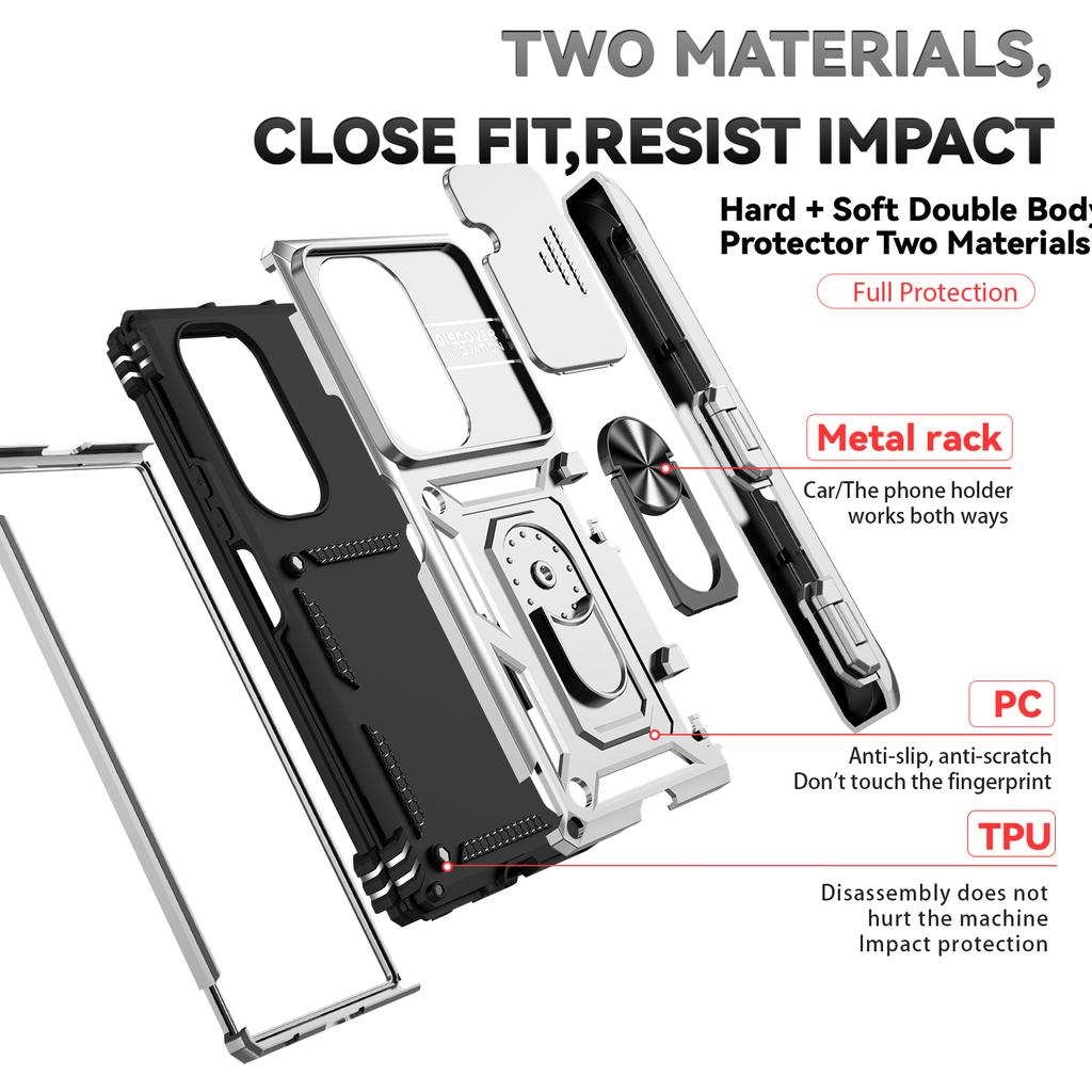 For Samsung Z Fold 7 Fold7 Case Car Magnetic Ring Stand Slide Camera Armor Shockproof Cover For Samsung Galaxy Z Fold 7 Funda