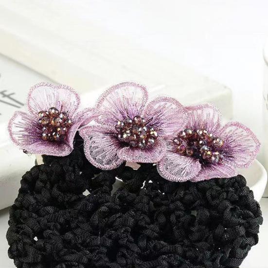 Nurse Hair Snood Flower Decor Fishnet Hollow Out Anti-slip Elastic Hair Decoration OL Style Airline Stewardess Waitress Hair Snood Women Head