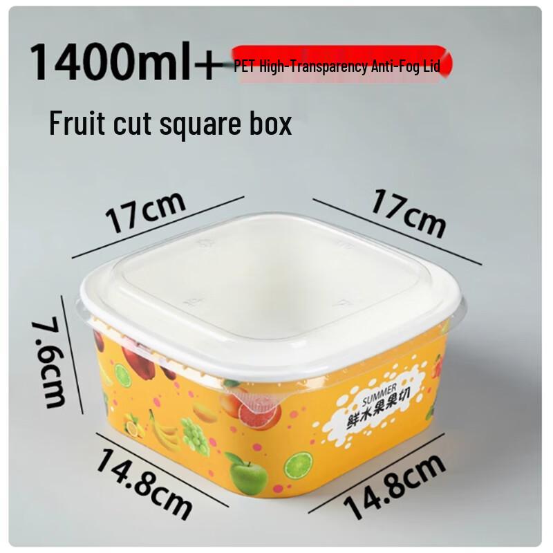 Disposable Square Fruit Salad Containers with Lids