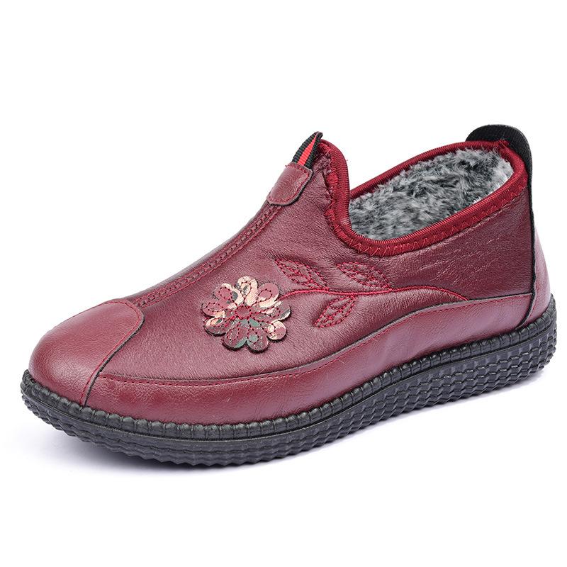 2025 winter new middle-aged and elderly mother shoes warm cotton shoes piled thickened snow boots non-slip soft-soled elderly shoes