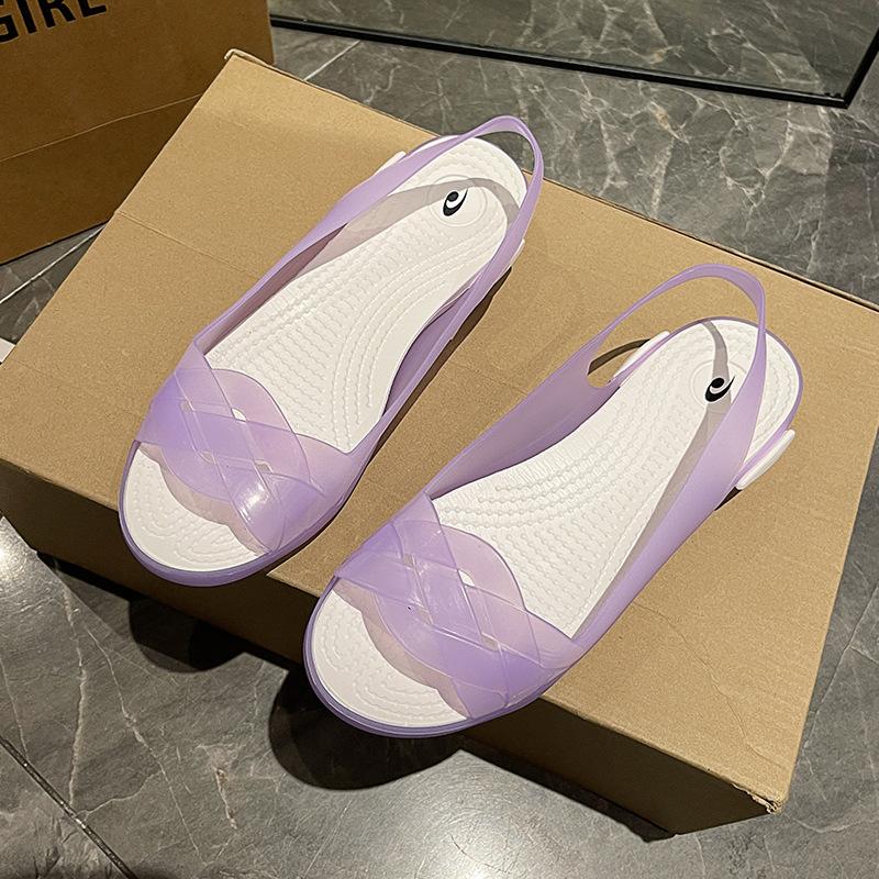 

Модные сандалии для женского лета 2025 года, новые, на плоской подошве, с мягкой подошвой, с открытым носком, рабочие тапочки 35