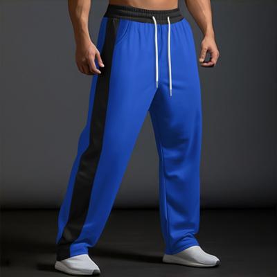Pantalon de mode pantalon pour homme automne et hiver épissage couleur collision ample droit cordon de serrage pantalon décontracté homme