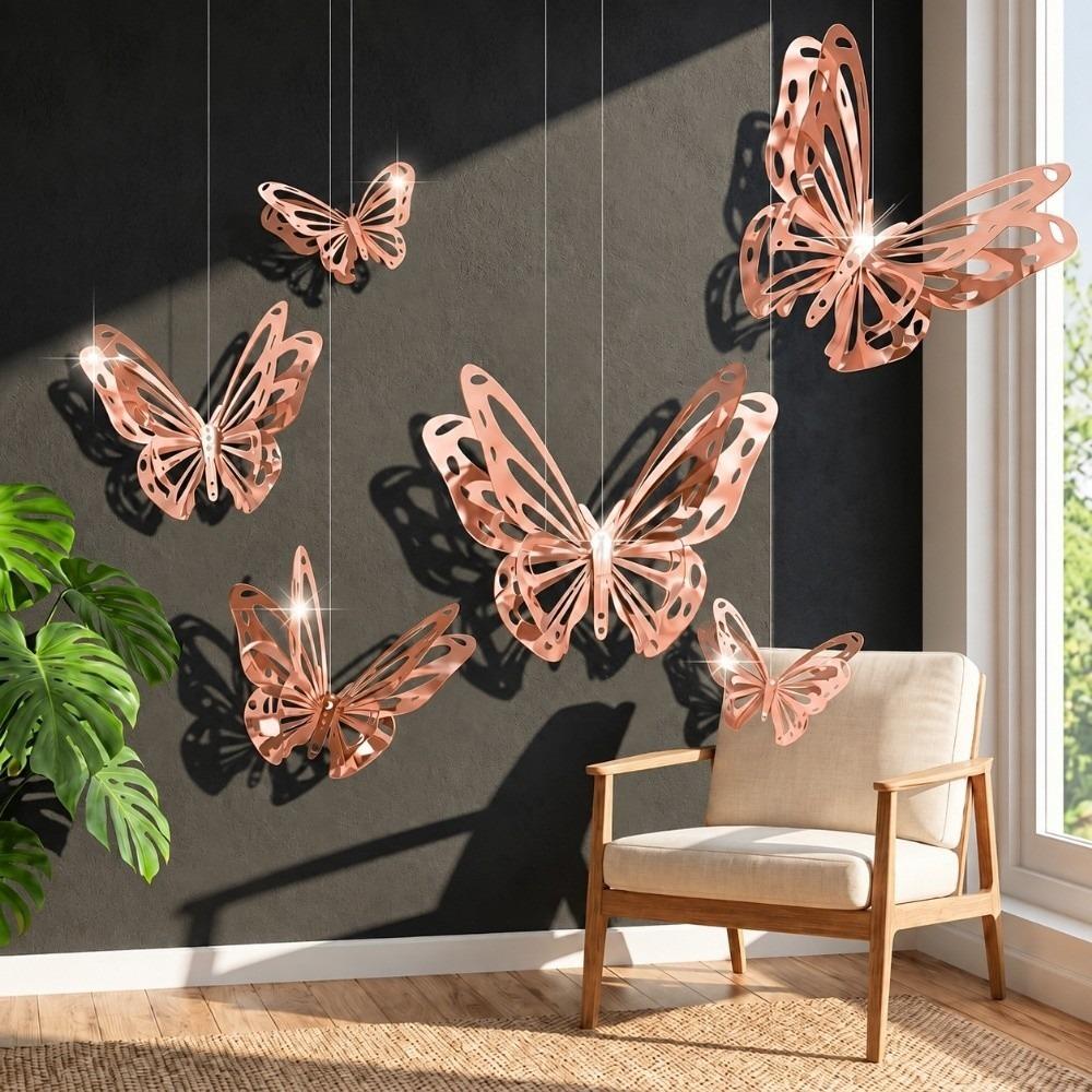6PCS Double Layers Butterfly Ornament Paper Decorative Butterfly  Home Decoration