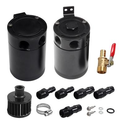 Universal Car Baffled Oil Catch Can Tank Aluminum Alloy Reservoir Separator 2/3 Port Car Oil Catch Reservoir Breather Separator