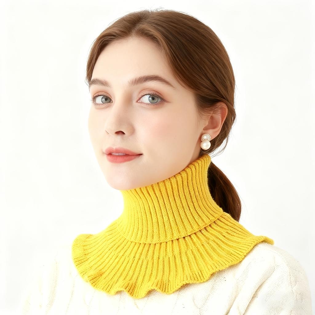 2Pcs Warm Knitted Fake Collar Woolen Women Turtleneck Knitted False Fake Collar Detachable Neck Scarf Thicken Windproof Fake Col