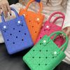 Leisure EVA Handbags with Hole Waterproof Rubber Tote Bag Summer Beach Bag  Sports