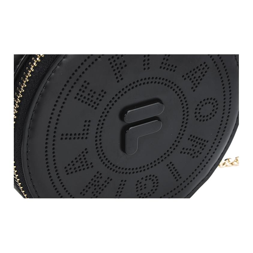 New FILA Polyurethane Small Round Bag Shoulder Bag Crossbody Bag Mini Women's Jet Black F13W229167F-BK