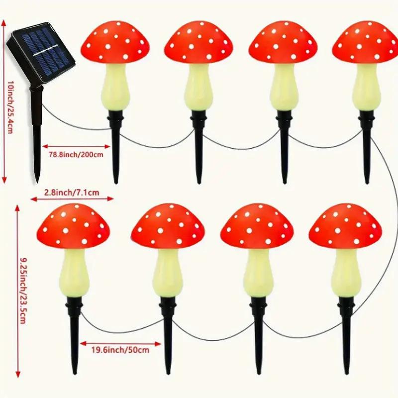 LED Solar Mushroom String Lights for Outdoor Garden and Courtyard Decor