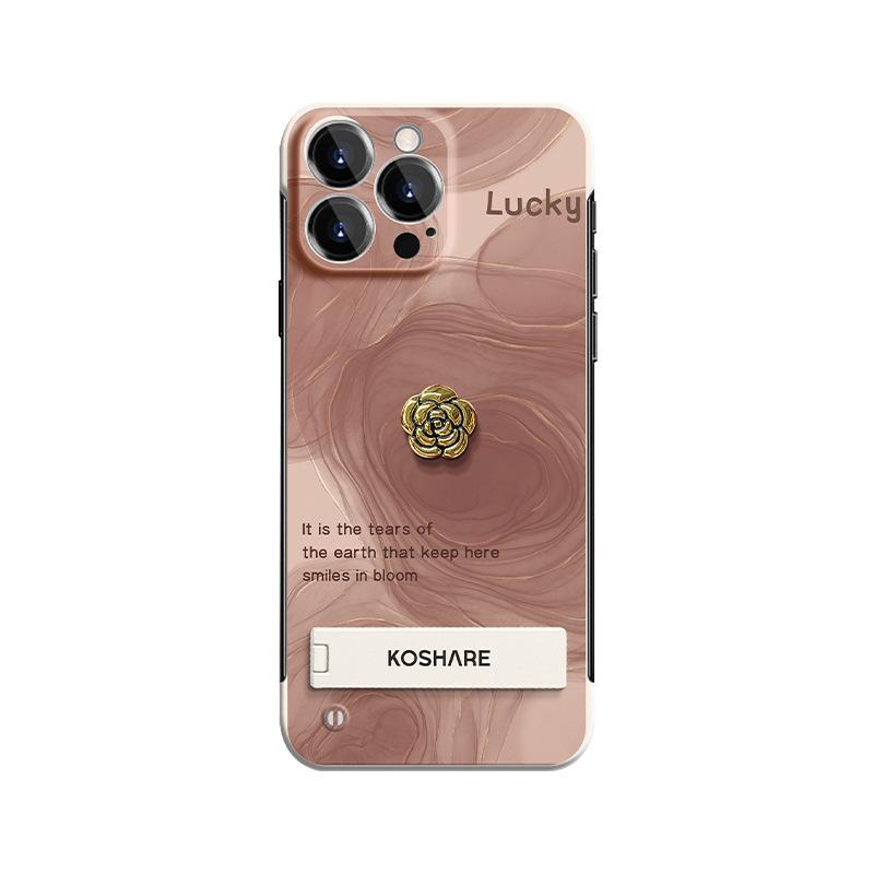 Camellia Doll Stand Suitable for Apple 13 Mobile Phone Case 14PROMAX Frameless 12 Ultra-thin Bare Metal Sense Anti-fall
