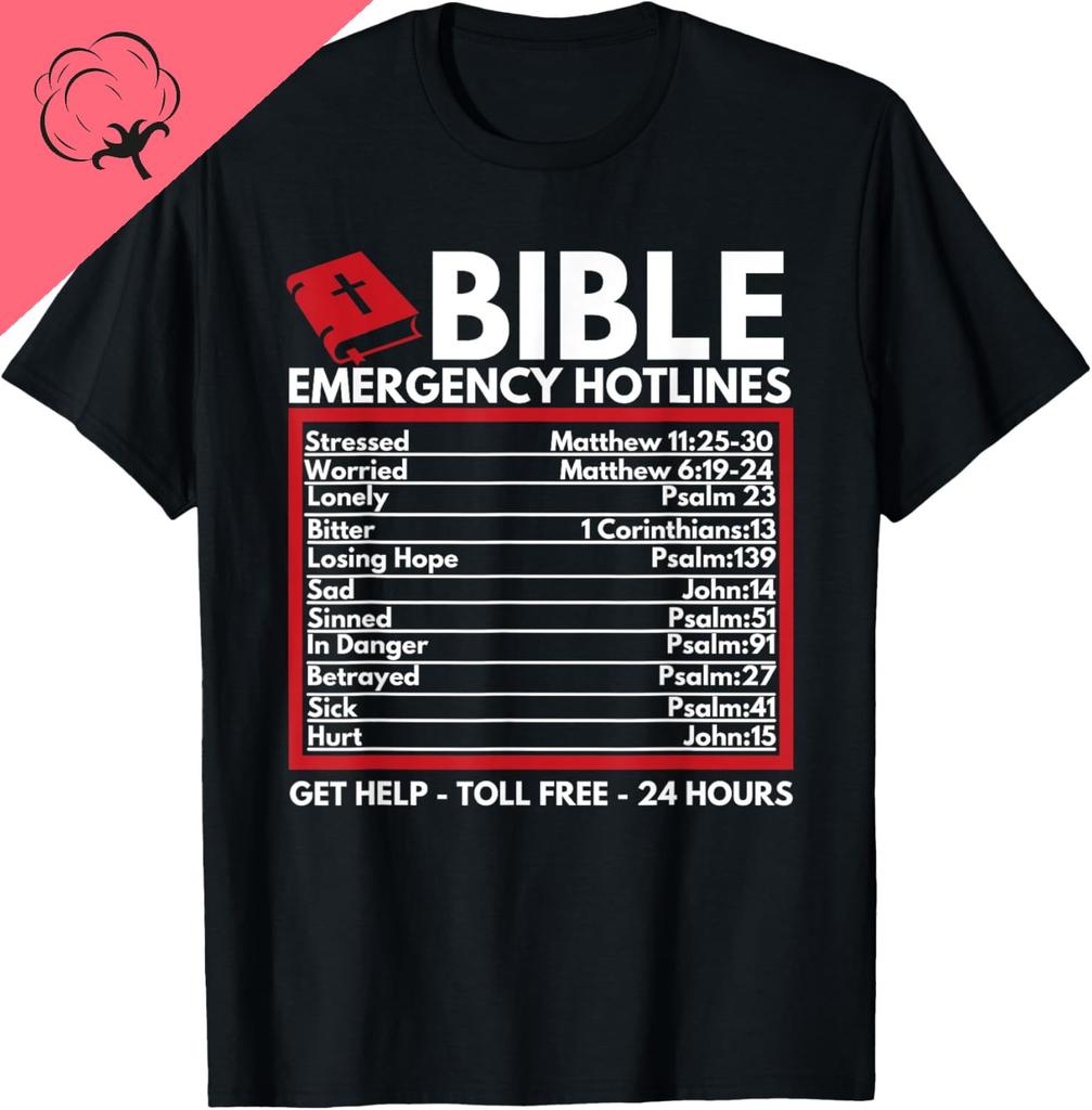 Bibel Notrufnummern Lustiges Christliches Bibel Jesus T-Shirt Unisex Sommer Streetwear Tops Sommer Baumwolle Tops