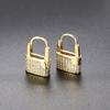 Lock Hoop Earrings for Women Fashion Personality Iced Out Cubic Zirconia Gold Color Female Ear Jewelry Dropship Suppliers OHE031