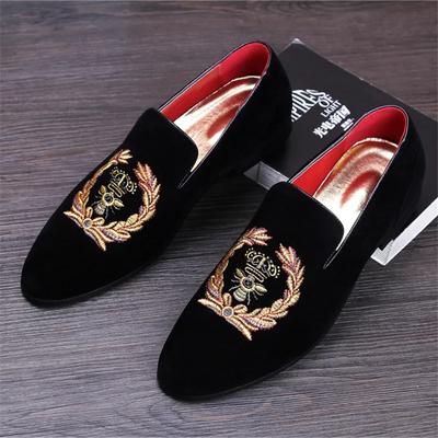 Fashion Men's Fashion Suede Leather Embroidery Loafers Mens Casual Printed Moccasins Oxfords Shoes Man Party Driving Flats EU Size 38-45