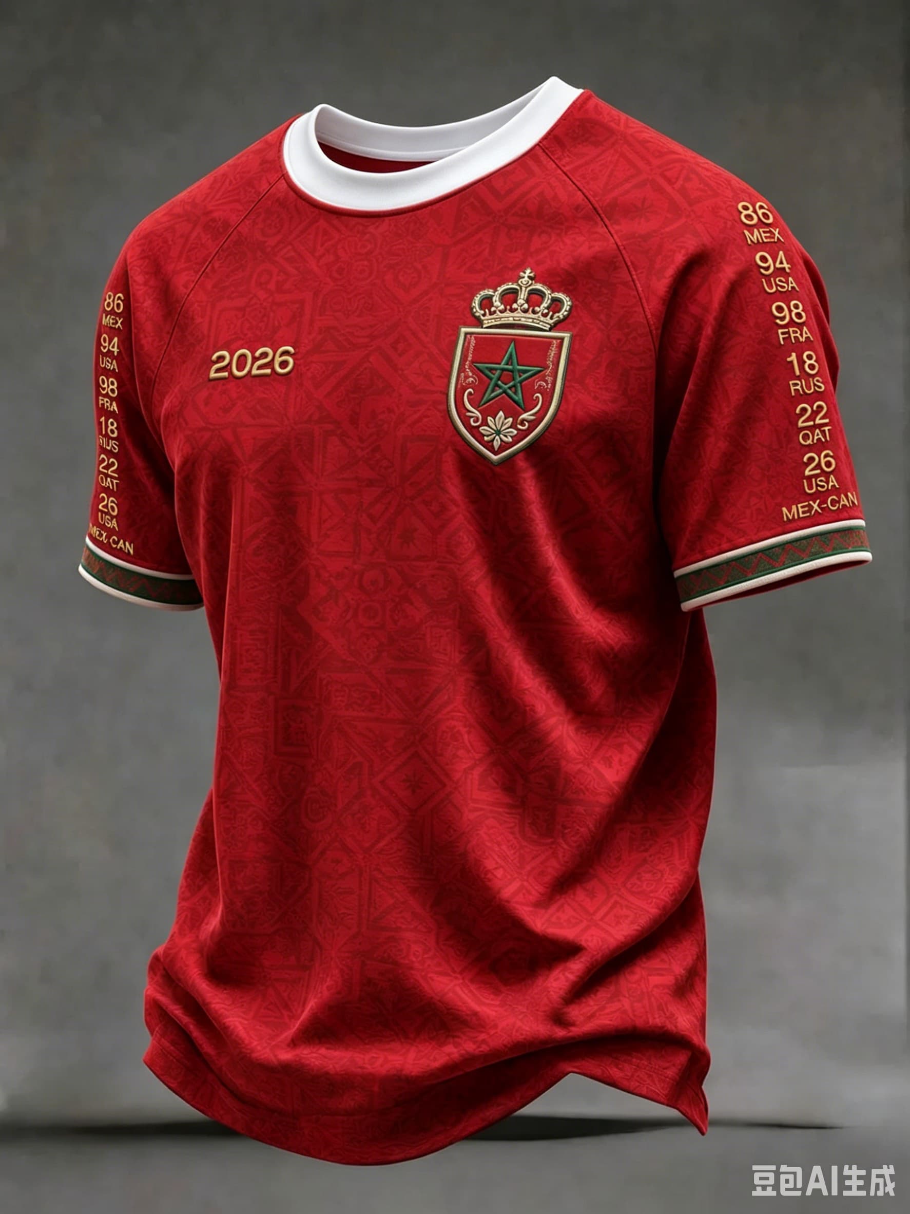 Huiteng14 Zomer Heet Verkocht Gezins Matching Marokko 3D Geprint Kortademig T-shirt Voetbalfan Sneldrogend Ademend Sport T-shirt 5XL