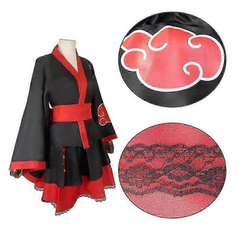 Women Naruto Akatsuki Kimono Dress Anime Cosplay Costume Halloween Carnival Costume