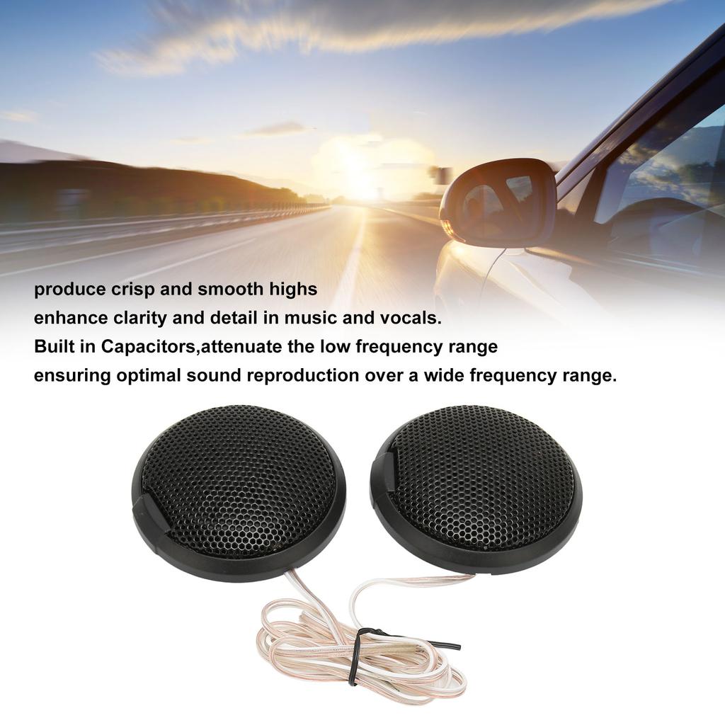 Pair Car Dome Tweeter 20W 105dB Round Spker Stick On Flush Mount Accessory