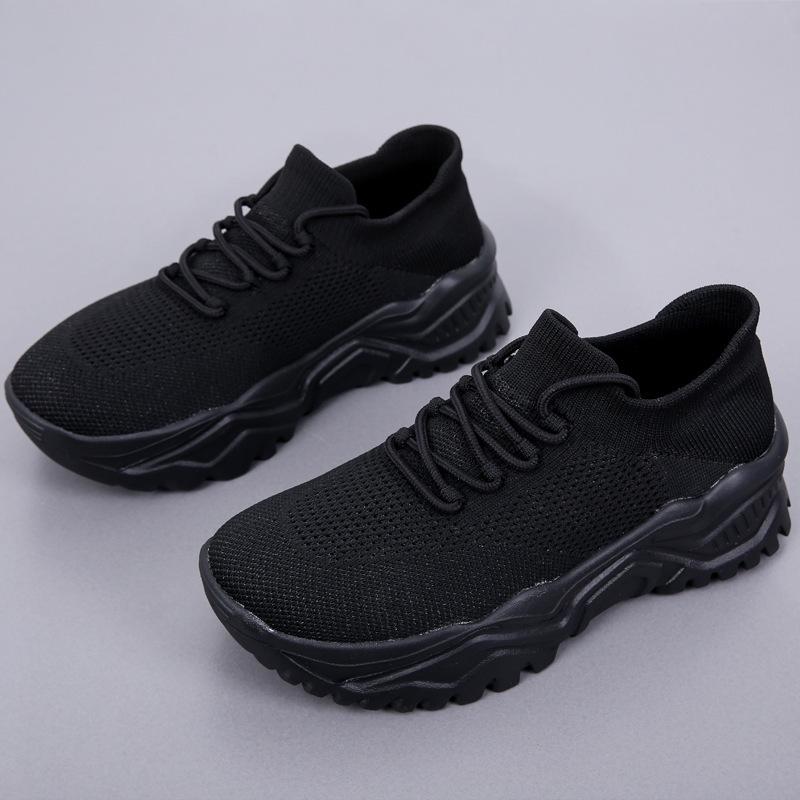 

Large size casual women s shoes spring and summer new fly-woven sports women s shoes one-pedal lazy platform mother shoes mesh shoes 37 чорний