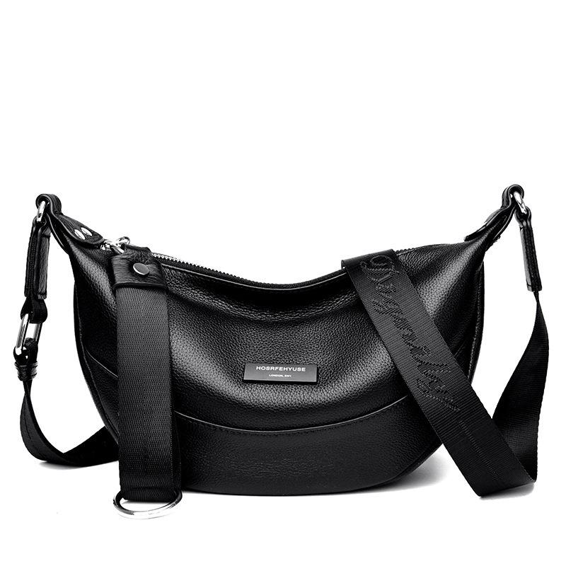 

Кожаная сумка-мессенджер на одно плечо, женская уличная модная повседневная сумка-пельмень, высококачественная кожаная женская сумка чёрный