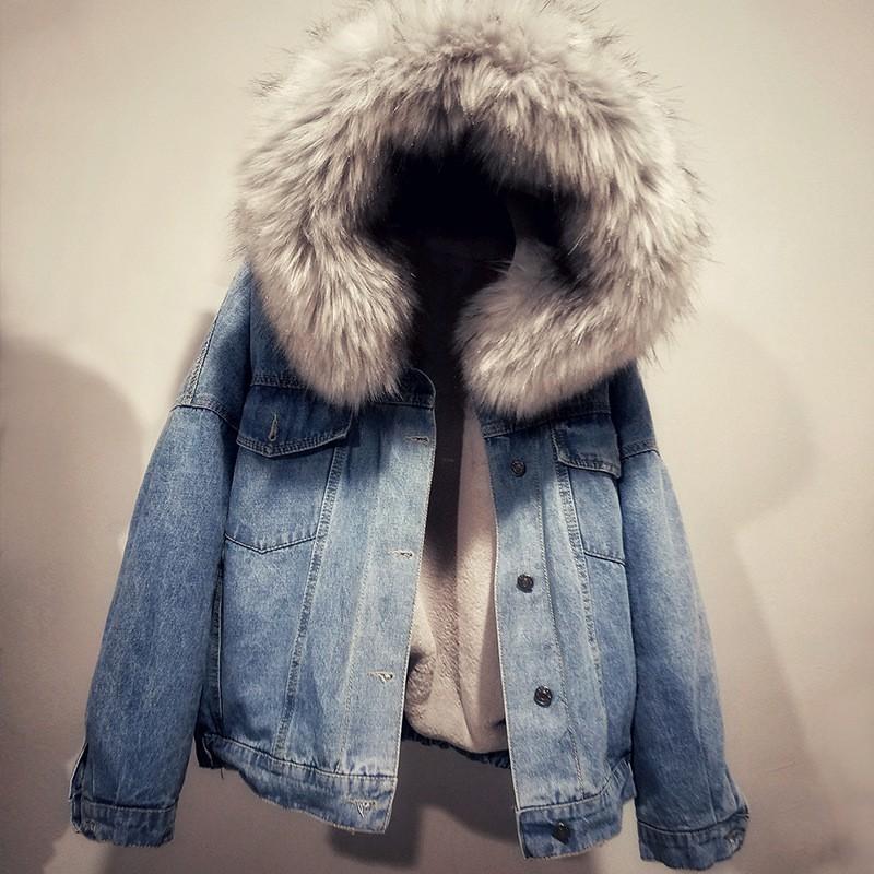 Womens Oversized Denim Hooded Coat With