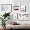 Nordic Pink Bus Beach Palm Surfboard Conch Canvas Painting Wall Art Posters and Prints Wall Pictures for Living Room Home Decor
