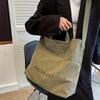 Vintage Letter Print Crossbody Bag, Retro Canvas Shoulder Bag, Women's Casual Handbag & Shopping Bag