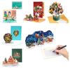 Creative Multicolor Christmas 3D Greeting Card with Envelope Paper Merry Christmas Postcard Pop Up Craft Blessing Cards Gift