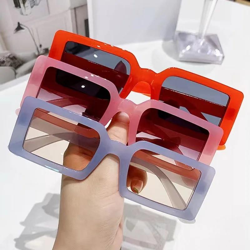 New Fashion Small Rectangular Frame Sunglasses Retro Vintage Glasses Jelly Color Sun Shade Glasses Female Summer Beach Eyewear