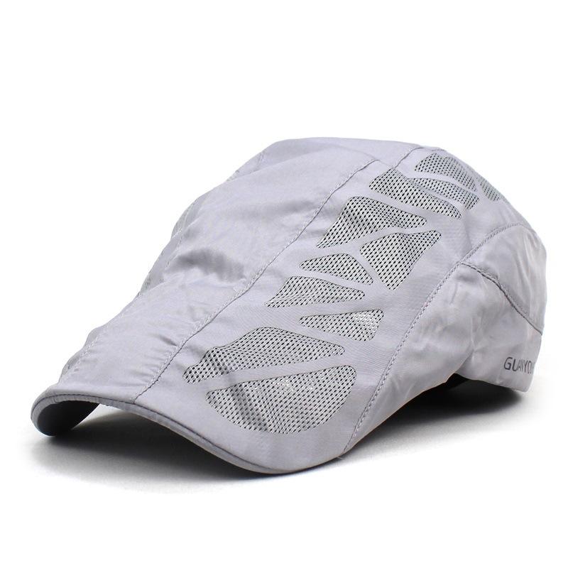 New men s beret summer splicing mesh hat breathable light sports visor adjustable Adjustable светло-серый
