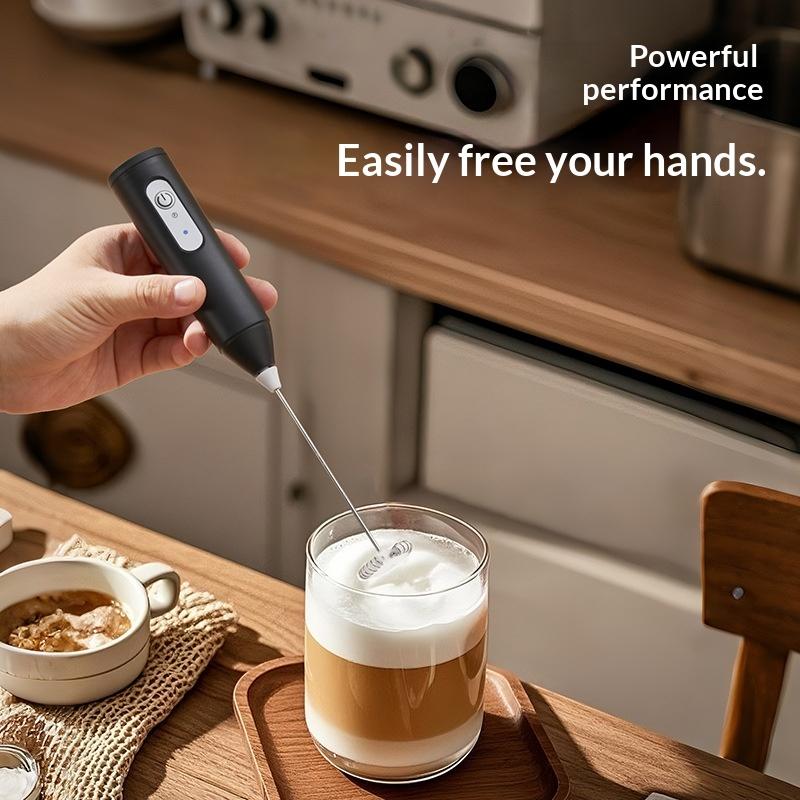 Electric Handheld Egg Beater Milk Coffee Frother Whisk Foam Mixer One-Hand Operation Portable Kitchen Gadget for Office Travel