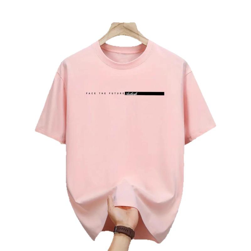 Herren Pullover T-Shirt im koreanischen Stil Lässig Locker Buchstabendruck Rundhals Kurzarm Oberteil