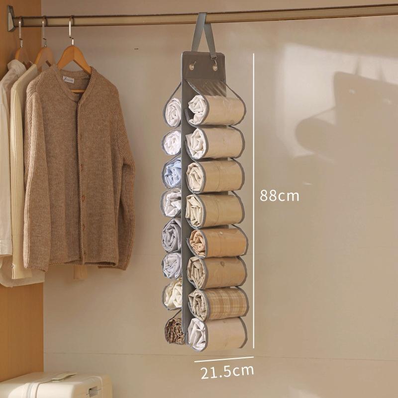 1PC Storage Bag Clothes Hanger Compartment Hanging Organiser Clothes Hanger Foldable Leggings Organiser Wardrobe Roll Organiser
