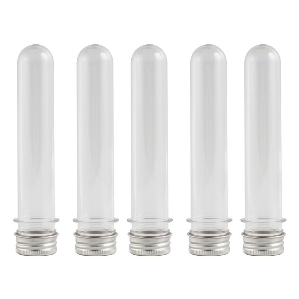 

5Pcs 40ML Test Tube Bottles Transparent Glossy Reusable Sample Vials Container Metal Cap Lab Test Tubes Sample Vials