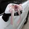 Set of 8 Nuptial Car Adornment with Ribbons Beautiful Silk Bowknot Auto Glasses Adornment for Matrimonial Ceremony