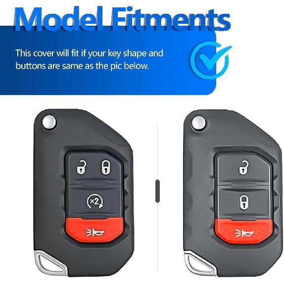 YHC for Jeep Key Fob Cover Car Key Case Shell with Gold Keychain fit Wrangler Gladiator JL JLU JT