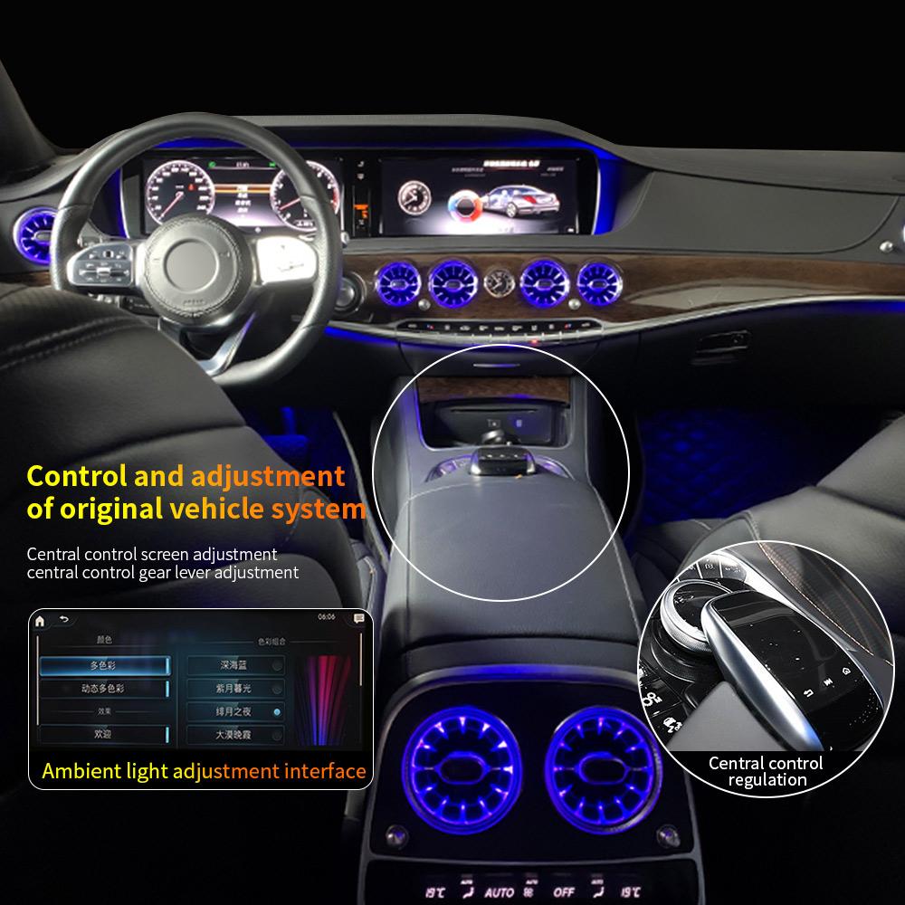 RGB Car Control S-CLASS(W222) 7 Colors 64 Colors For Mercedes Benz 2014-2017 2018-2020 LED Turbine Air Vents Atmosphere Lights