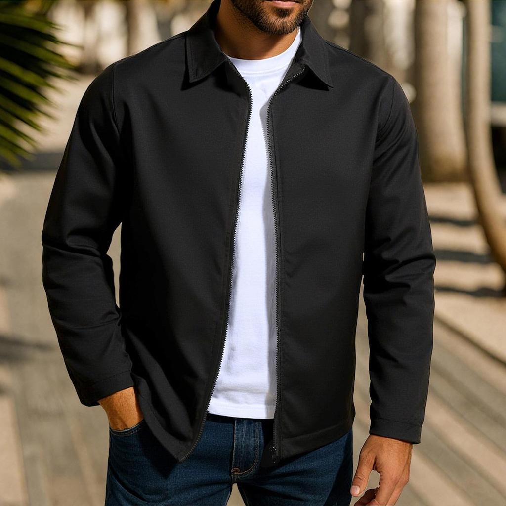 Jaquetas Bomber Leves Masculinas Cor Sólida Corta-vento Jaqueta Softshell Casaco com Zíper para Outono Casual ao Ar Livre À Prova de Vento Jaquetas Varsity para Homens